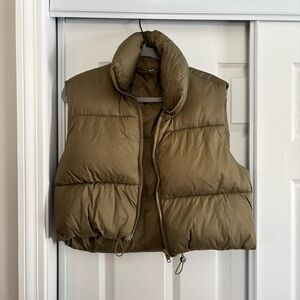 Olive green cropped vest